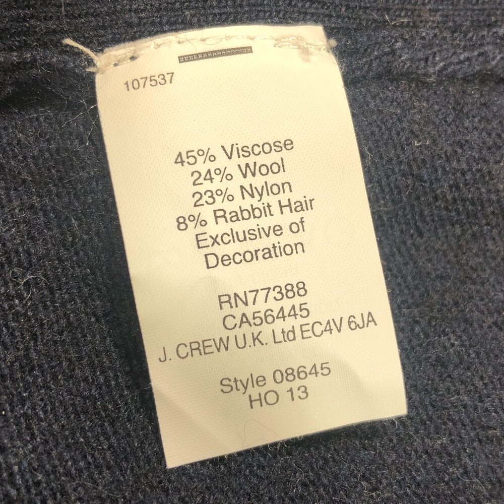 J Crew Sweater Womens Small Blue Wool Rabbit Button Side Elbow Patch Long Sleeve - Picture 7 of 7